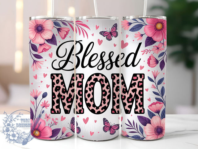 Floral Blessed Mom Life Tumbler, Mother’s Day Wrap, 20Oz Skinny Tumbler, Mom Life Sublimation Design, Gift For Mom Tumbler, Inspirational Mom Wrap, Floral Mother’s Day Design Sublimation ToriDesigns 