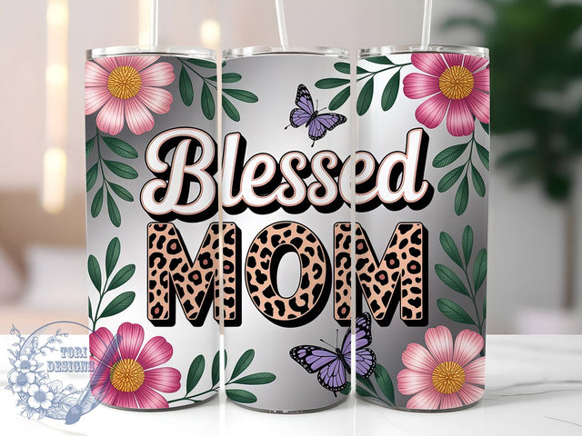 Floral Blessed Mom Life Tumbler, Mother’s Day Wrap, 20Oz Skinny Tumbler, Mom Life Sublimation Design, Gift For Mom Tumbler, Inspirational Mom Wrap, Floral Mother’s Day Design Sublimation ToriDesigns 