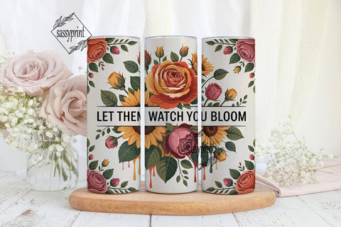 Floral Bloom 20oz Tumbler Wrap Sublimation sassyprint 
