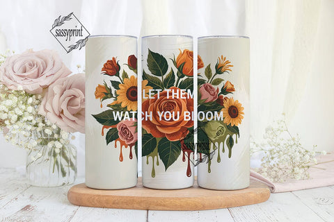 Floral Bloom 20oz Tumbler Wrap Sublimation sassyprint 
