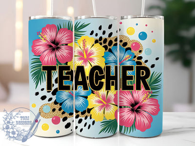 Floral Bloom Teacher Tumbler, Teacher Design, Classroom Pride, Blooming Style, Education Love, 20Oz Tumbler, Sublimation Wrap Sublimation ToriDesigns 