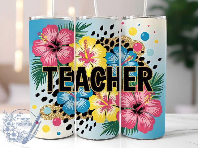 Floral Bloom Teacher Tumbler, Teacher Design, Classroom Pride, Blooming Style, Education Love, 20Oz Tumbler, Sublimation Wrap Sublimation ToriDesigns 