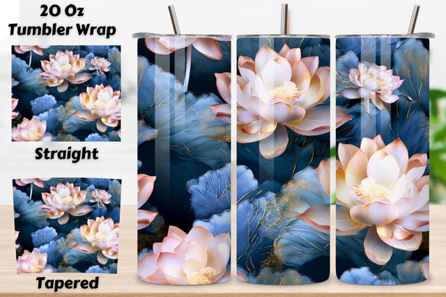 Floral Bloom Tumbler Wrap, Seamless PNG Wrap, Glowing Lotus Bloom Tumbler Wrap, Seamless PNG Wrap Sublimation FloridPrintables 