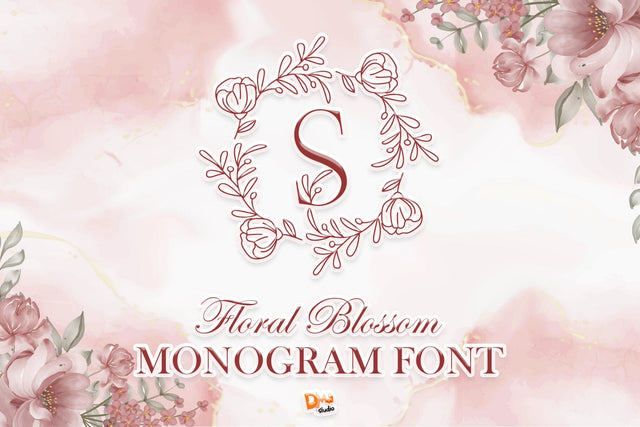Floral Blossom Monogram Font Dm Letter Studio 