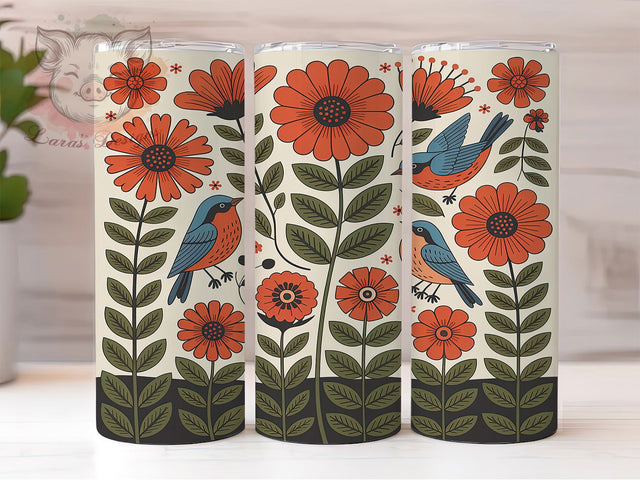 Floral Blossoms Elegant Bird Tumbler, Bird with Blossoms Sublimation Design, Elegant Bird Art, 20oz Holiday Tumbler, Whimsical Bird Mug, Stylish Floral Cup, Cozy Bird Wrap Sublimation Lara' s Designs 