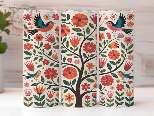 Floral Blossoms Elegant Bird Tumbler, Bird with Blossoms Sublimation Design, Elegant Bird Art, 20oz Holiday Tumbler, Whimsical Bird Mug, Stylish Floral Cup, Cozy Bird Wrap Sublimation Lara' s Designs 