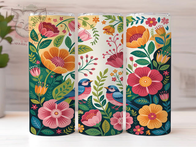 Floral Blossoms Elegant Bird Tumbler, Bird with Blossoms Sublimation Design, Elegant Bird Art, 20oz Holiday Tumbler, Whimsical Bird Mug, Stylish Floral Cup, Cozy Bird Wrap Sublimation Lara' s Designs 