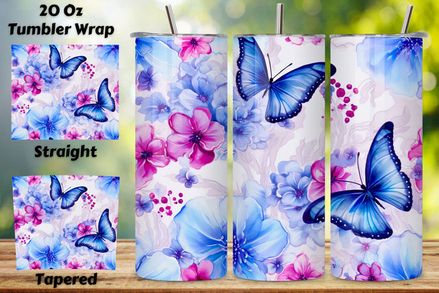 floral blossoms Tumbler Wrap, alcohol ink butterflies, 3D floral blossoms Tumbler Wrap, alcohol ink butterflies, Celestial Blossoms Tumbler Design, alcohol ink butterflies Sublimation FloridPrintables 