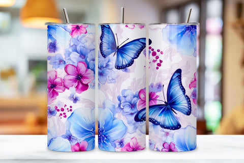 floral blossoms Tumbler Wrap, alcohol ink butterflies, 3D floral blossoms Tumbler Wrap, alcohol ink butterflies, Celestial Blossoms Tumbler Design, alcohol ink butterflies Sublimation FloridPrintables 