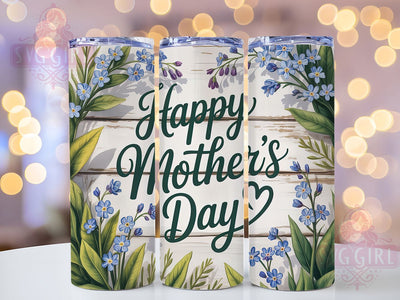 Floral Blue Petals 20oz Tumbler, Floral Mom, Vibrant Blue Petals, Lush Green Leaves, Happy Mother's Day, Sublimation Design, Tumbler Wrap Sublimation SvggirlplusArt 