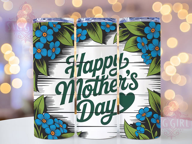 Floral Blue Petals 20oz Tumbler, Floral Mom, Vibrant Blue Petals, Lush Green Leaves, Happy Mother's Day, Sublimation Design, Tumbler Wrap Sublimation SvggirlplusArt 