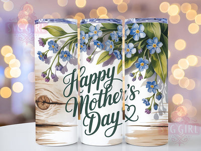 Floral Blue Petals 20oz Tumbler, Floral Mom, Vibrant Blue Petals, Lush Green Leaves, Happy Mother's Day, Sublimation Design, Tumbler Wrap Sublimation SvggirlplusArt 