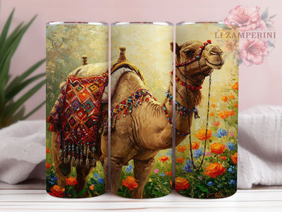 Floral Boho Camel 3D Tumbler Wrap, Floral Camel Tumbler, 3D Animal Design, Desert Theme Cup, Boho Camel Mug, Exotic Animal Tumbler, Sublimation Tumbler Wrap Sublimation Li Zamperini 