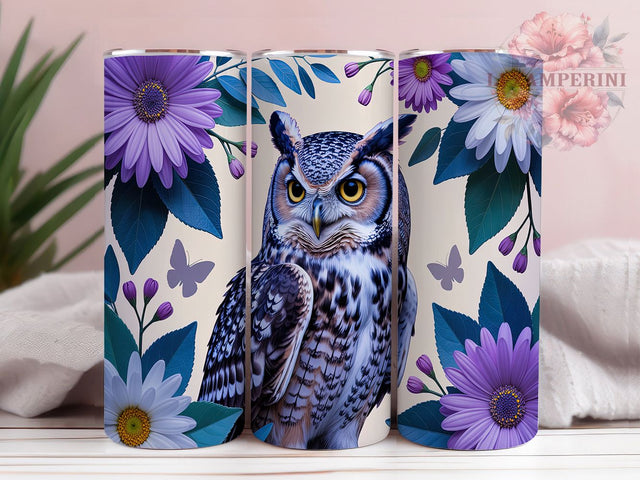 Floral Boho Colorful Owl Tumbler Wrap, 3D Flower Tumbler, Teal Purple Cup, 20oz Sublimation Design, Floral Owl Tumbler, Boho Owl Gift, Colorful Owl Wrap Sublimation Li Zamperini 