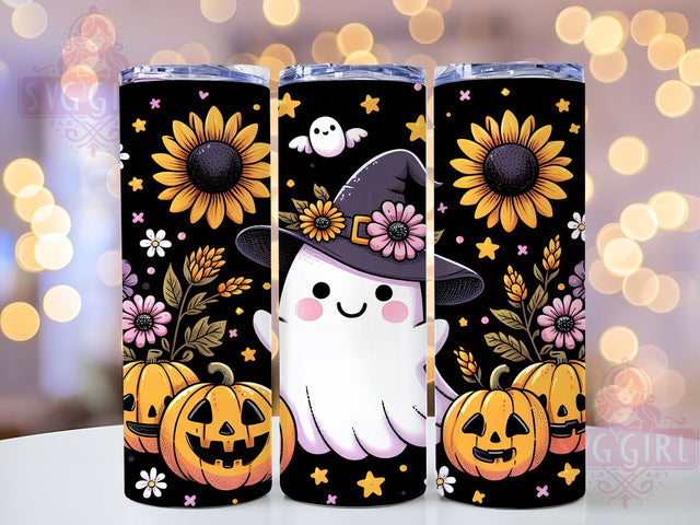 Floral Boho Ghost Halloween Tumbler, Spooky Flower Wrap, Boho Ghost Sublimation, Cute Floral Halloween Cup, Cottagecore Ghost Drinkware, Haunted Garden Tumbler, Gothic Floral Ghost Design Sublimation SvggirlplusArt 