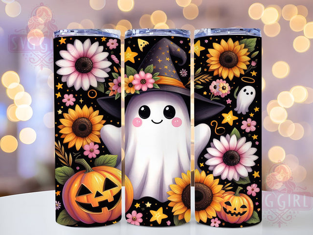 Floral Boho Ghost Halloween Tumbler, Spooky Flower Wrap, Boho Ghost Sublimation, Cute Floral Halloween Cup, Cottagecore Ghost Drinkware, Haunted Garden Tumbler, Gothic Floral Ghost Design Sublimation SvggirlplusArt 