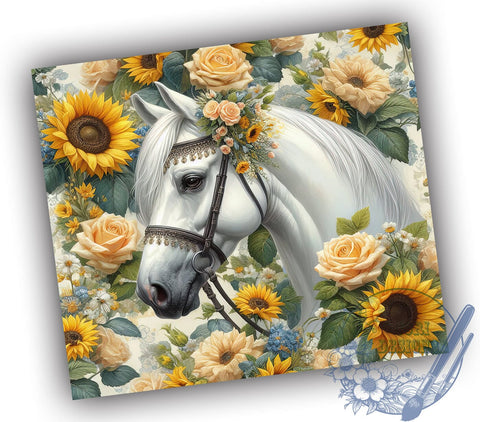 Floral Boho Horse 20oz Skinny Tumbler, Rustic Farm Ranch Animal Tumbler Png, Straight & Tapered Tumbler Wrap, Instant Digital Download Sublimation ToriDesigns 