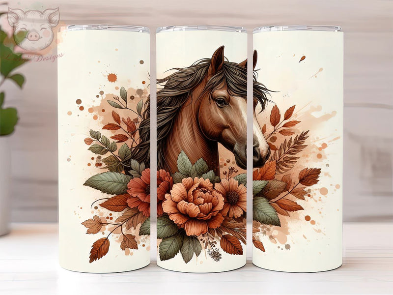 Floral Boho Horse 20oz Tumbler Png, Sublimation Design, Floral Horse Tumbler Png, Digital Download PNG Sublimation Lara' s Designs 