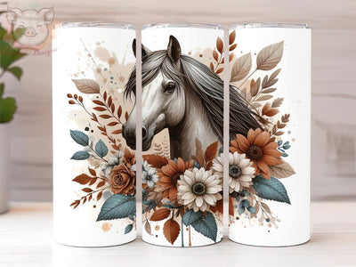 Floral Boho Horse 20oz Tumbler Png, Sublimation Design, Floral Horse Tumbler Png, Digital Download PNG Sublimation Lara' s Designs 