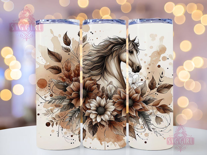 Floral Boho Horse 20oz Tumbler Wrap Sublimation Design, Straight Tapered Tumbler Wrap, Horse Lover Tumbler Png, Instant Digital Download Sublimation SvggirlplusArt 