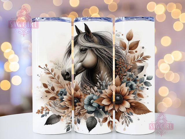 Floral Boho Horse 20oz Tumbler Wrap Sublimation Design, Straight Tapered Tumbler Wrap, Horse Lover Tumbler Png, Instant Digital Download Sublimation SvggirlplusArt 