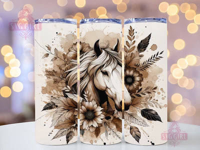 Floral Boho Horse 20oz Tumbler Wrap Sublimation Design, Straight Tapered Tumbler Wrap, Horse Lover Tumbler Png, Instant Digital Download Sublimation SvggirlplusArt 