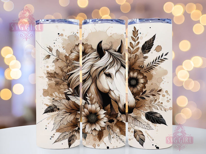 Floral Boho Horse 20oz Tumbler Wrap Sublimation Design, Straight Tapered Tumbler Wrap, Horse Lover Tumbler Png, Instant Digital Download Sublimation SvggirlplusArt 