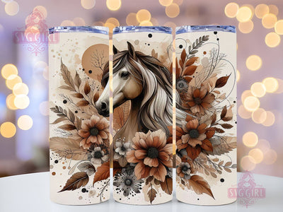 Floral Boho Horse 20oz Tumbler Wrap Sublimation Design, Straight Tapered Tumbler Wrap, Horse Lover Tumbler Png, Instant Digital Download Sublimation SvggirlplusArt 