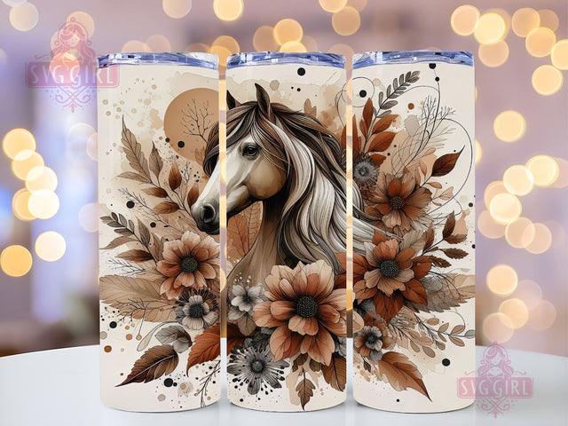 Floral Boho Horse 20oz Tumbler Wrap Sublimation Design, Straight Tapered Tumbler Wrap, Horse Lover Tumbler Png, Instant Digital Download Sublimation SvggirlplusArt 