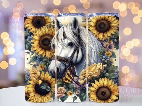 Floral Boho Horse Seamless 20oz Tumbler Wrap Sublimation Design, Straight Tapered Tumbler Wrap, Rustic Farm Ranch Animal Tumbler Png, Instant Digital Download Sublimation SvggirlplusArt 