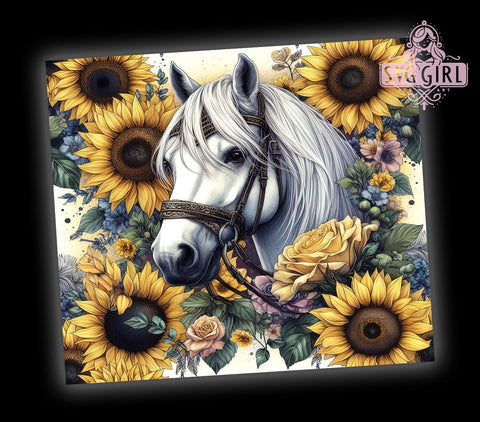 Floral Boho Horse Seamless 20oz Tumbler Wrap Sublimation Design, Straight Tapered Tumbler Wrap, Rustic Farm Ranch Animal Tumbler Png, Instant Digital Download Sublimation SvggirlplusArt 