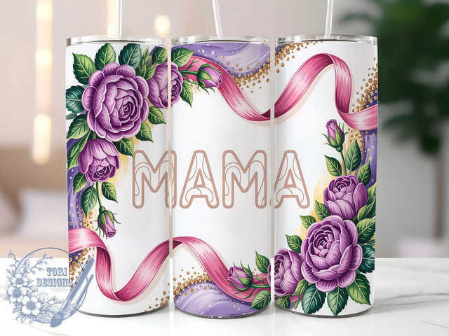 Floral Boho Mama Tumbler Wrap, Floral Mom Wrap, Purple Flower Tumbler, 20oz Sublimation PNG, Boho Mama Tumbler, Mother’s Day Tumbler, Cute Mom Cup Design Sublimation ToriDesigns 