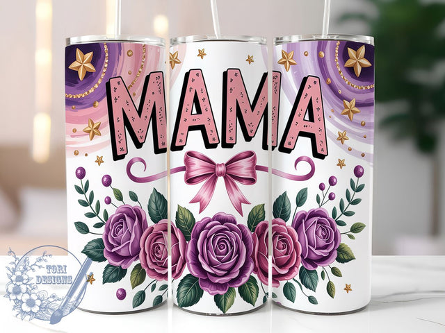 Floral Boho Mama Tumbler Wrap, Floral Mom Wrap, Purple Flower Tumbler, 20oz Sublimation PNG, Boho Mama Tumbler, Mother’s Day Tumbler, Cute Mom Cup Design Sublimation ToriDesigns 