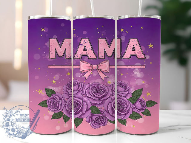Floral Boho Mama Tumbler Wrap, Floral Mom Wrap, Purple Flower Tumbler, 20oz Sublimation PNG, Boho Mama Tumbler, Mother’s Day Tumbler, Cute Mom Cup Design Sublimation ToriDesigns 