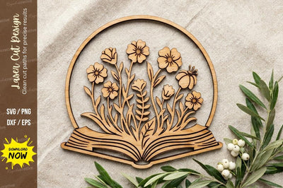 Floral Book Art Laser Cut book svg, floral book svg, reading svg SVG Regulrcrative 