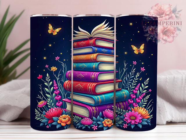 Floral Book Lover Tumbler Wrap, Book Lover Tumbler, Floral Book Design, Reading Gift, 20oz Tumbler Wrap, Sublimation Art, Literary Drinkware, Bookish Decor Sublimation Li Zamperini 