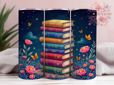 Floral Book Lover Tumbler Wrap, Book Lover Tumbler, Floral Book Design, Reading Gift, 20oz Tumbler Wrap, Sublimation Art, Literary Drinkware, Bookish Decor Sublimation Li Zamperini 
