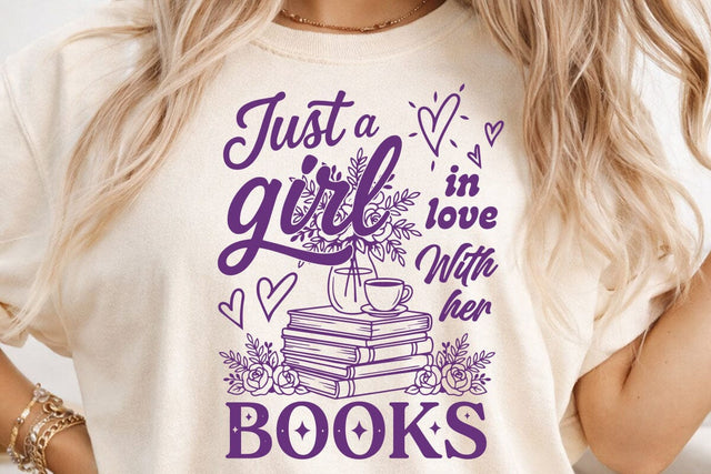 Floral Book SVG PNG Just a girl who loves books Book lover Svg Reading Book lover gift Png Book Sublimation Book Shirt Svg SVG DesignDestine 
