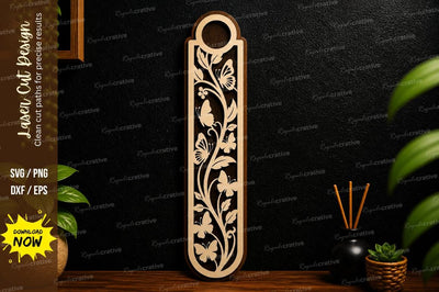 Floral Bookmark Laser Cut Decorative Design File SVG Regulrcrative 