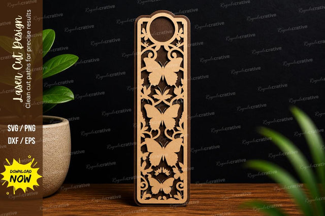 Floral Bookmark Laser Cut Decorative Design File SVG Regulrcrative 
