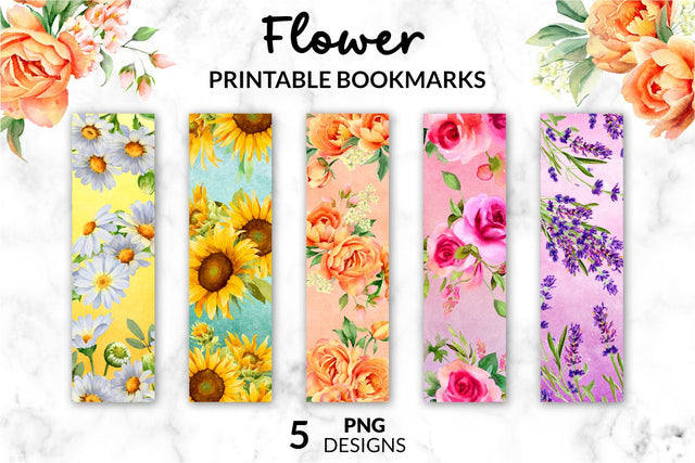 Floral Bookmarks, Flower Bookmarks, Watercolor Bookmarks, Sunflower, Daisy, Peony, Rose Lavender, Printable Bookmark, Bookmark Design, Pdf Bookmark, Bookmark Bundle, Bookmark Set, Diy Bookmarks, Bookmark Sublimation Digital bookmarks, PNG file SVG KatineDesign 