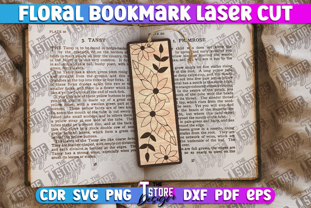 Floral Bookmarks Laser Cut | Bookmark SVG | Book Lover SVG The T Store Design 