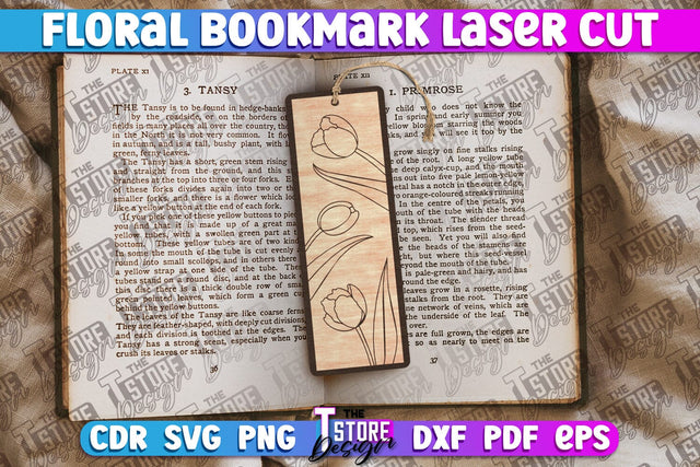 Floral Bookmarks Laser Cut | Bookmark SVG | Book Lover SVG The T Store Design 