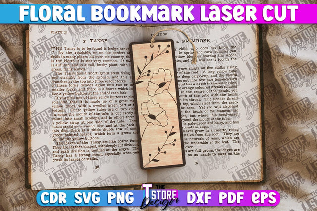 Floral Bookmarks Laser Cut | Bookmark SVG | Book Lover SVG The T Store Design 