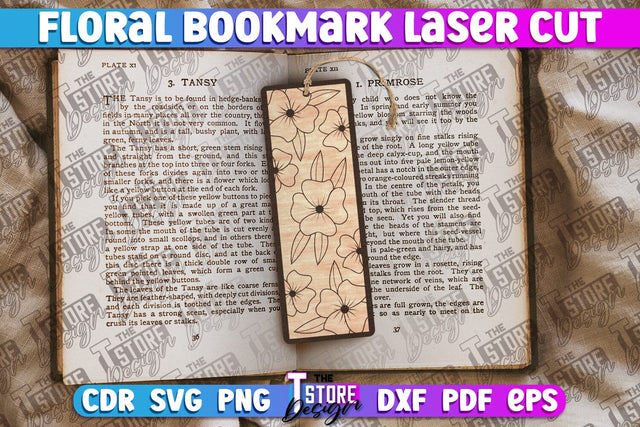 Floral Bookmarks Laser Cut | Bookmark SVG | Book Lover SVG The T Store Design 