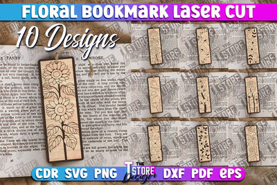 Floral Bookmarks Laser Cut | Bookmark SVG | Book Lover SVG The T Store Design 