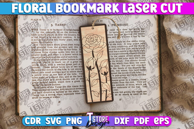 Floral Bookmarks Laser Cut | Bookmark SVG | Book Lover SVG The T Store Design 