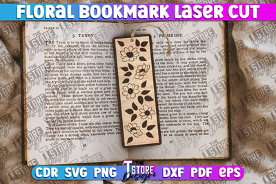 Floral Bookmarks Laser Cut | Bookmark SVG | Book Lover SVG The T Store Design 