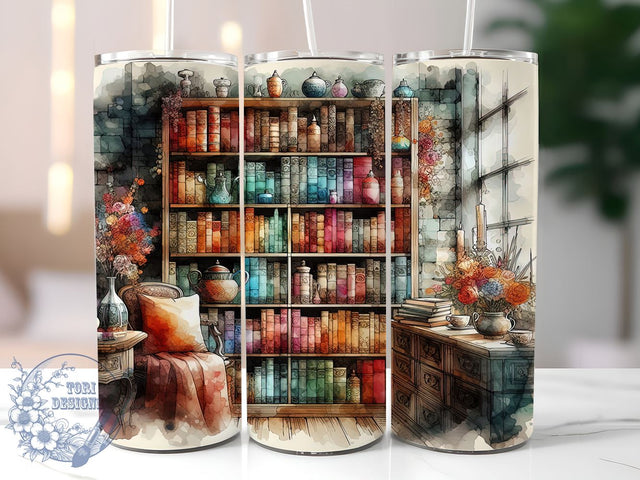 Floral Books 20oz Skinny Tumbler, Book Lover Tumbler Png, Straight & Tapered Tumbler Wrap, Instant Digital Download Sublimation ToriDesigns 