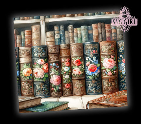Floral Books 20oz Tumbler Wrap Sublimation Design, Straight Tapered Tumbler Wrap, Book Lovers Tumbler Png, Instant Digital Download Sublimation SvggirlplusArt 